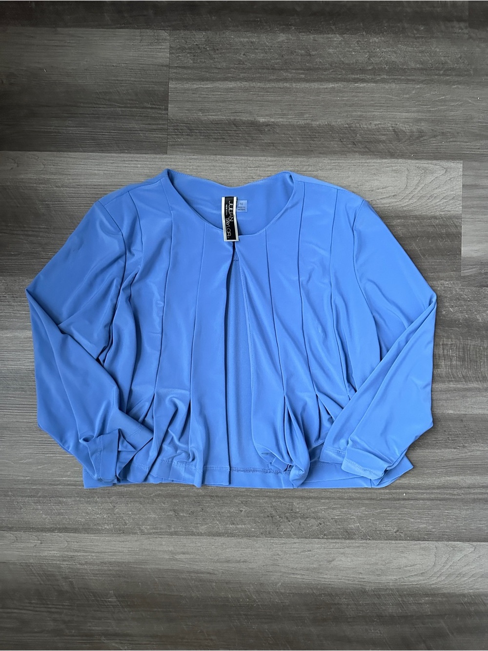 Blue Pleated Long-Sleeve Women’s Top
